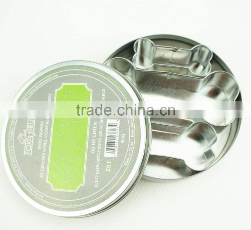 47096 3pcs dog bone stainless steel cookie cutter set