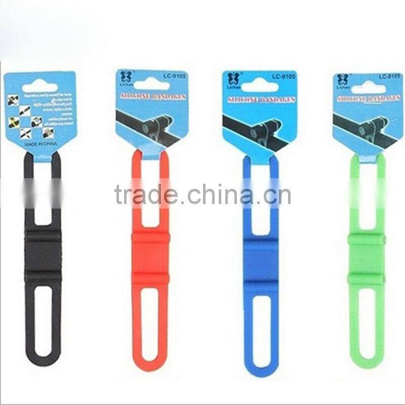 2016 New arrival Torch Phone Flashlight Bands Elastic Silicon Strap Bandage Mountain Road Bicycle Light Mount Holder