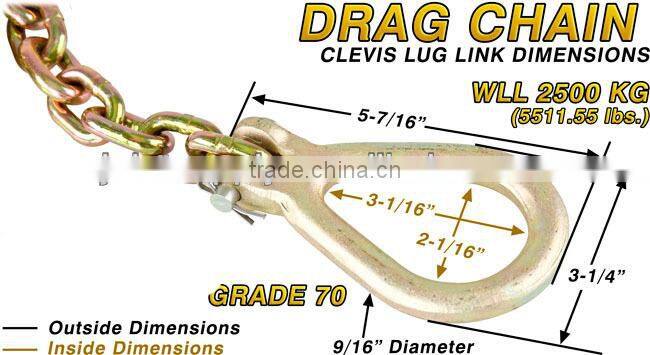 4x4/4wd/offroad heavy duty drag chain (70G, 5m*8mm, 3.8T), recovry kit