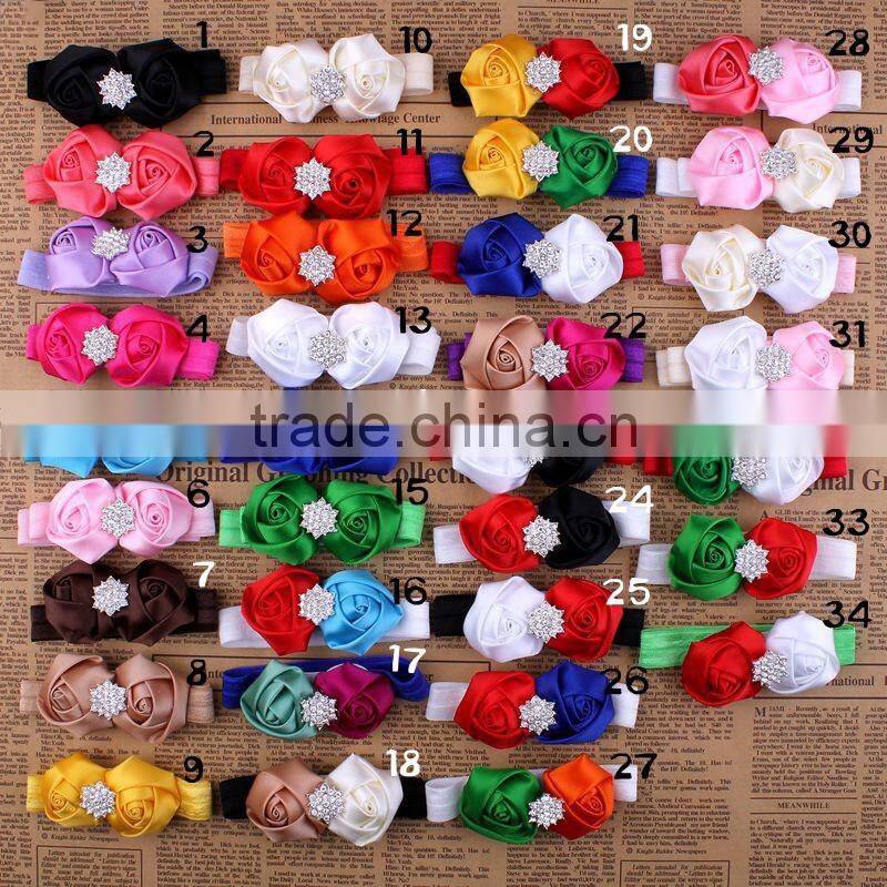 rolled handmade rose flower headband satin flower hair band