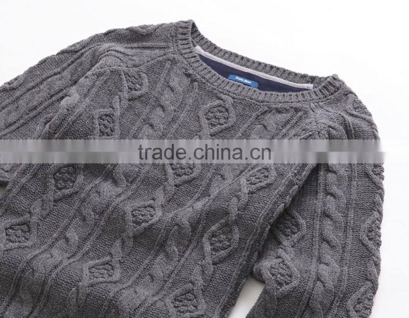 new arrival pure color cable crew neck knit sweater , pullover sweater