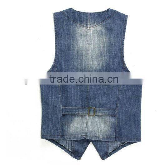 stoned washed casual denim vests wholesale
