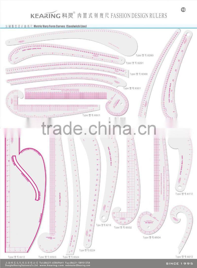 12" styling design ruler french curve ruler#6112