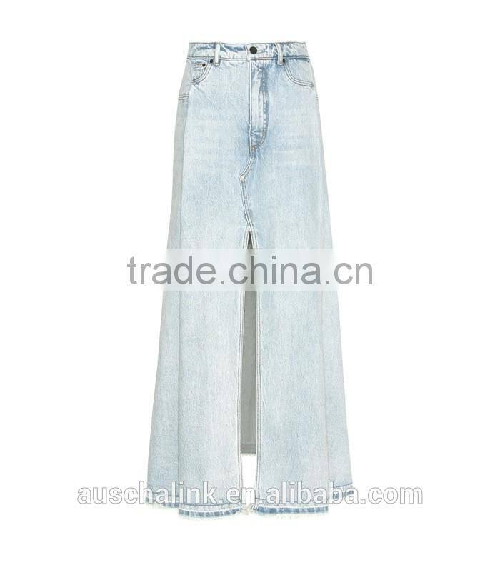 best selling autumn ladies long denim skirts pattern customized