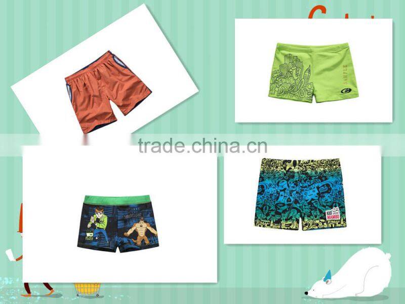 OEM Customized funny fashion 100% polyester spandex boys swim Shorts