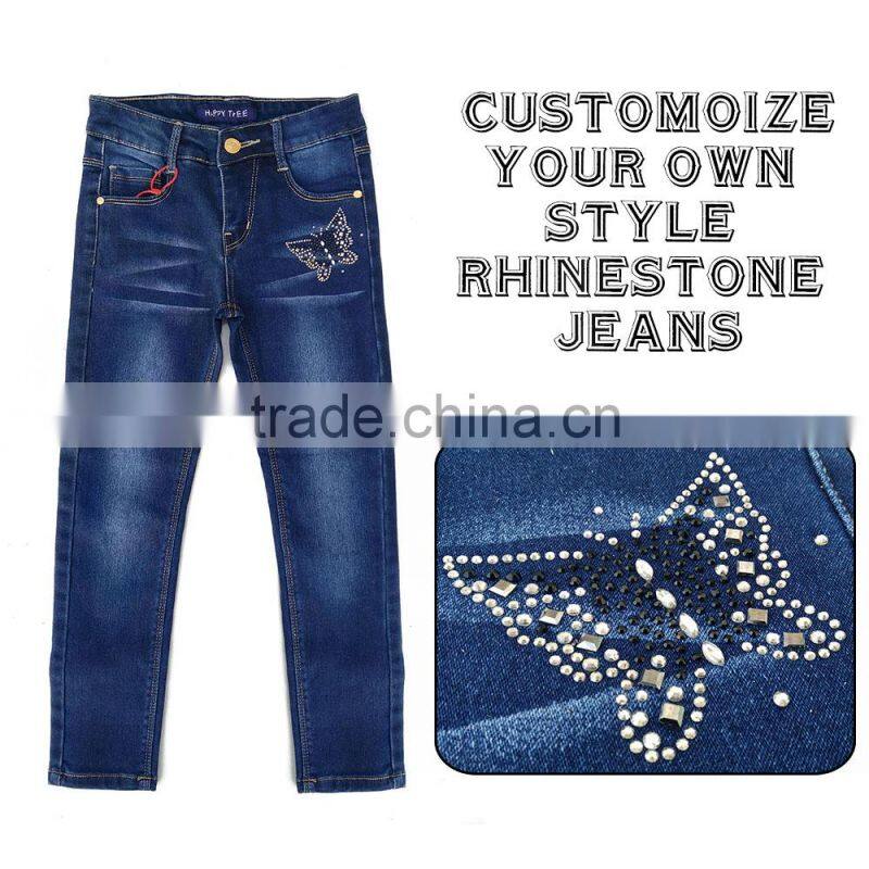 Crystal Rhinestone Jeans for Girls with OEM Service Available