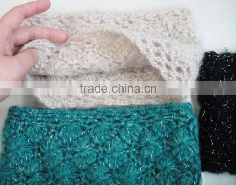 2016 Fashion new stylish gold threads crochet mohair headband for winter