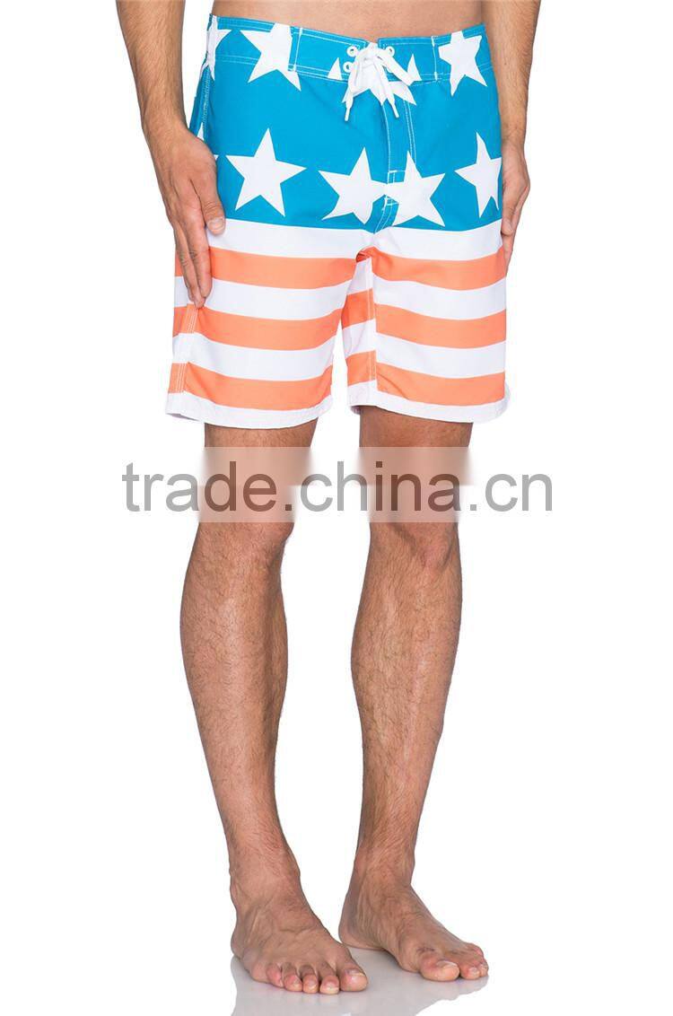 Custom mens striped 100% polyester beach shorts vintage beach volleyball shorts