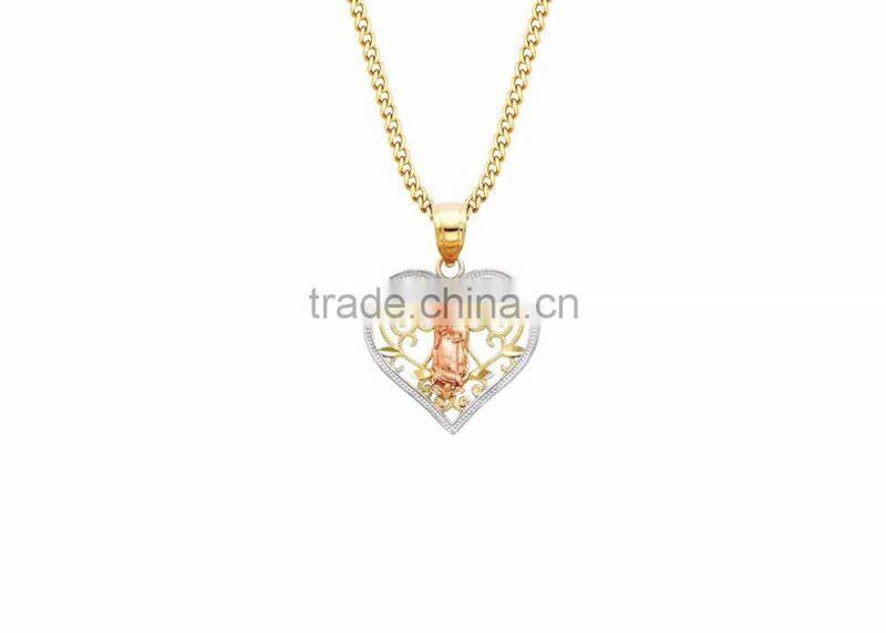 Three Tone Plated Mythological Heart Shape Pendant