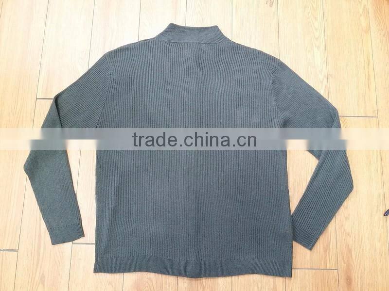 men melange yarn cardigan zipper up long sleeve sweater