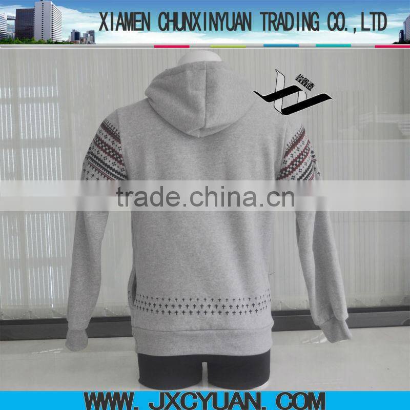China wholesale new style printed gray man pullover hoodies coat