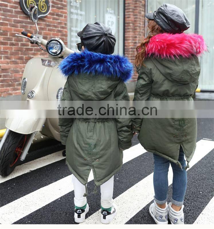 2016 hot sales europe style real fox fur collar with duck feather winter warm overcoat