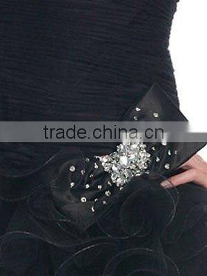 A-line Strapless Knee-length Organza Sheath Prom Dress