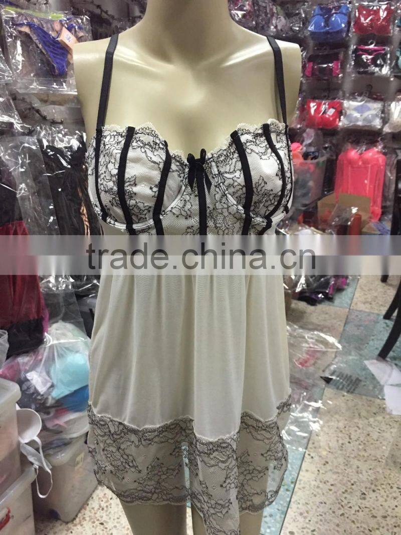 2016 Newest designs sexy baby doll with fantasitic decorative flower and lace