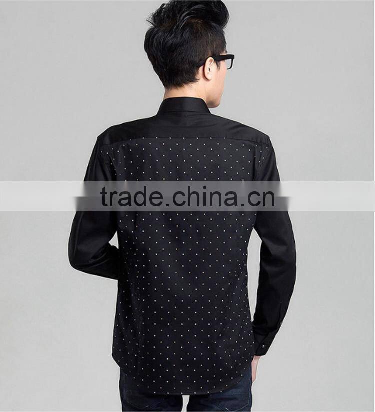 men fashion slim fit long sleeve print causal shirts