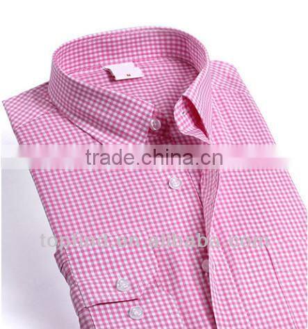 Fashionable classic long sleeve blue plaid dress shirts for man