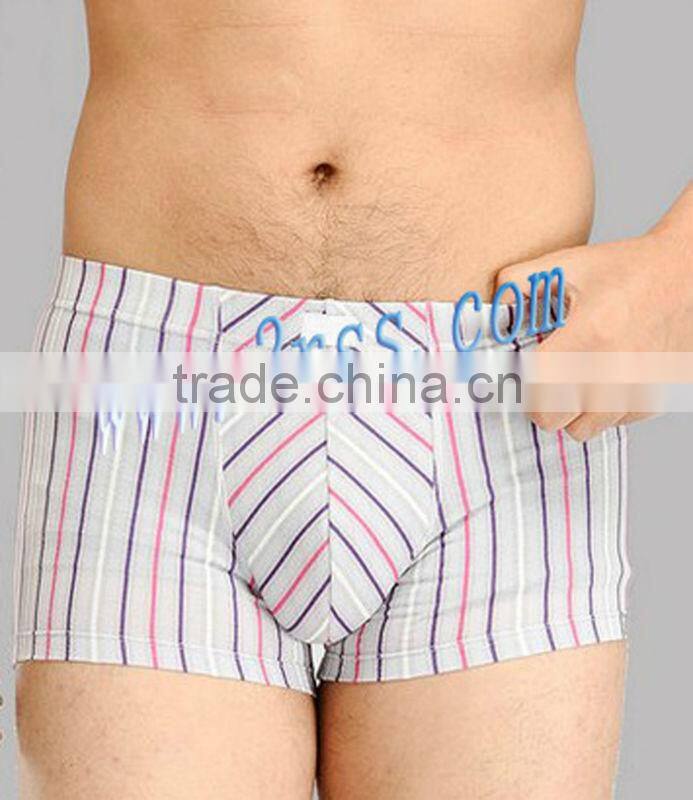 Colored stripe mesh boxer underwear men faux leather boxer