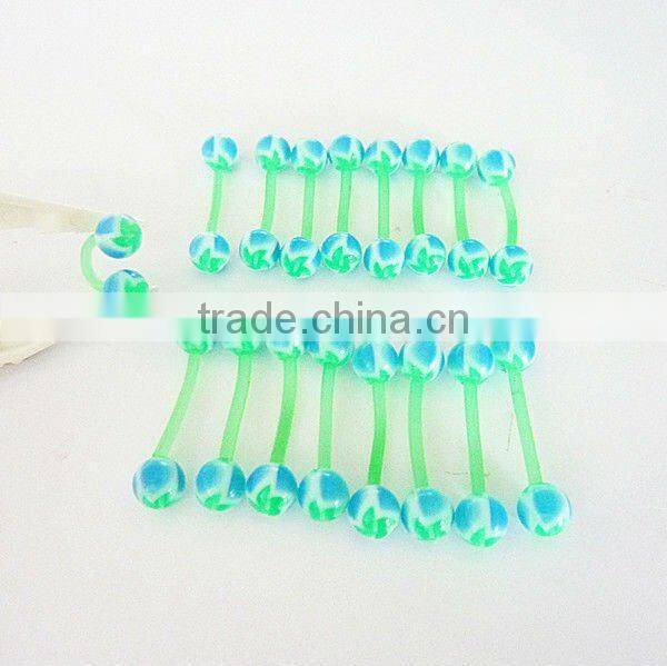 hot printed windmill acrylic ball EBA shaft flexible tongue piercing body jewelry