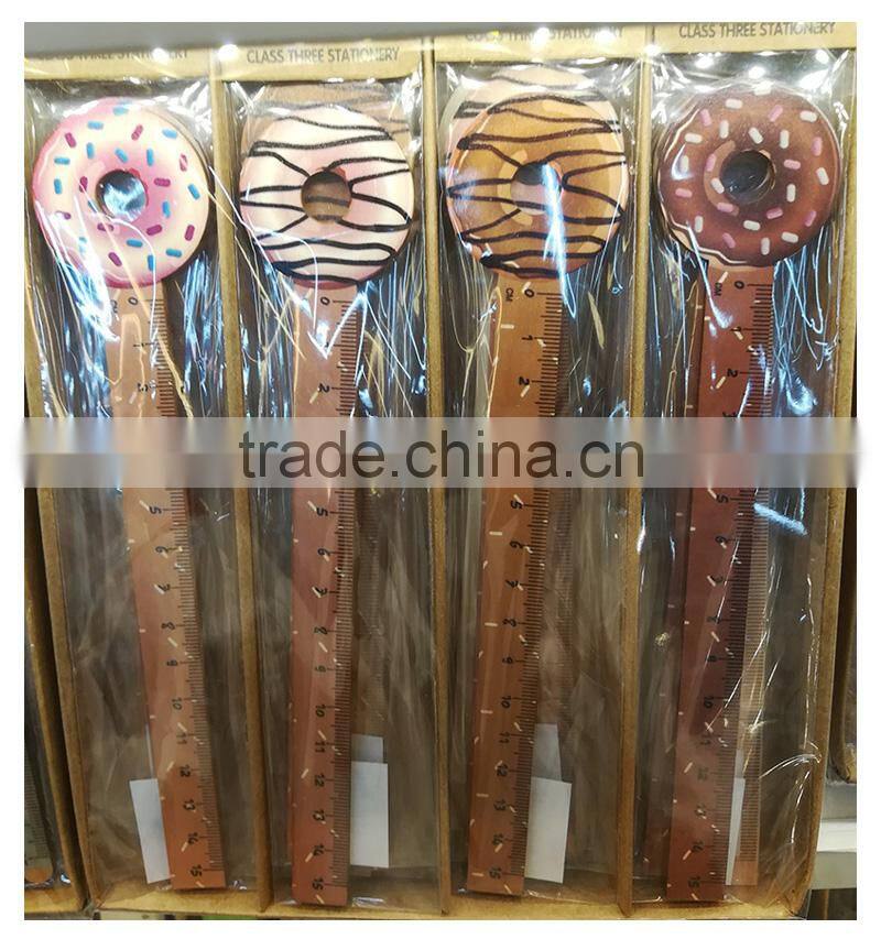 Novel promotional cute creative customs bear rabbit shape wooden ruler