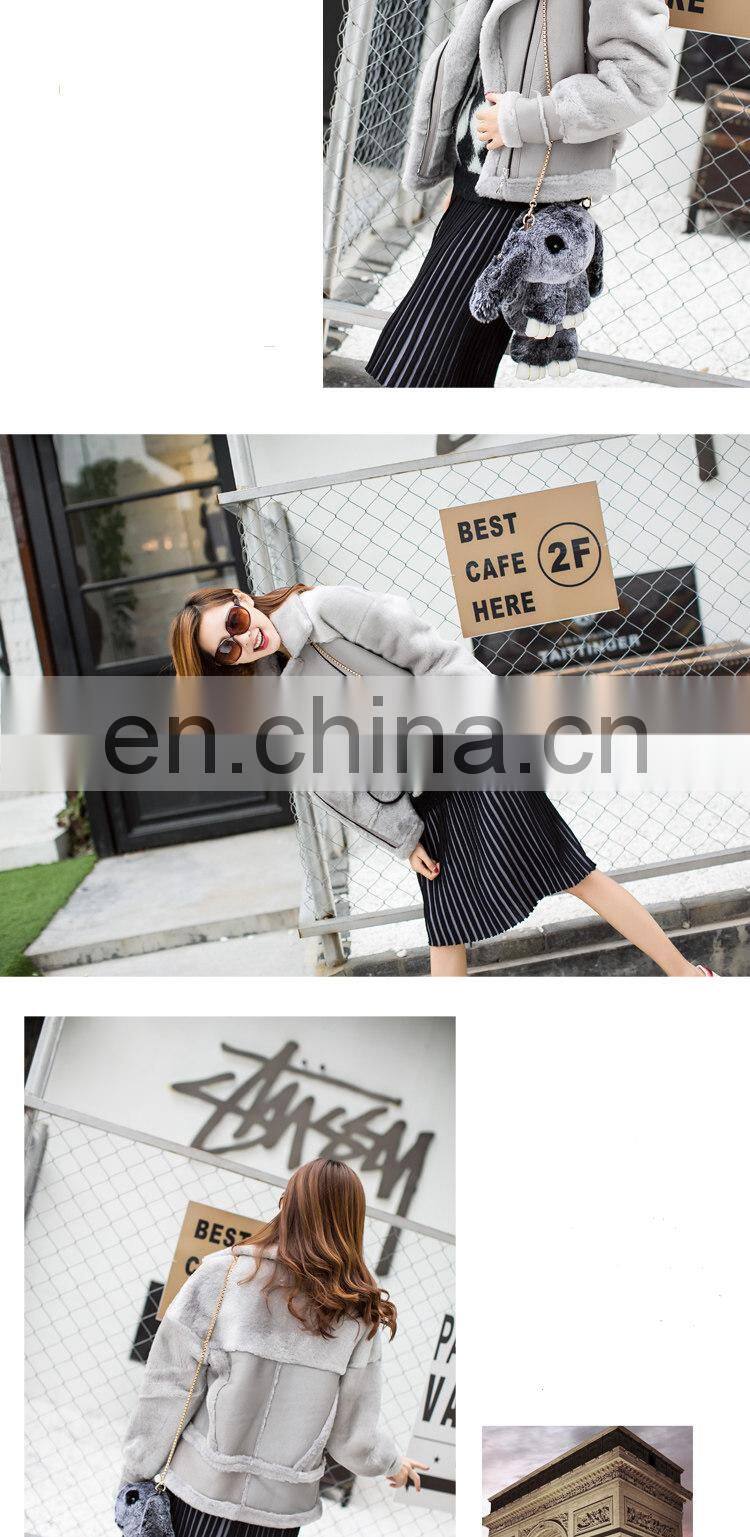 2016 Fashionable Women Genuine Sheep Fleece Jacket