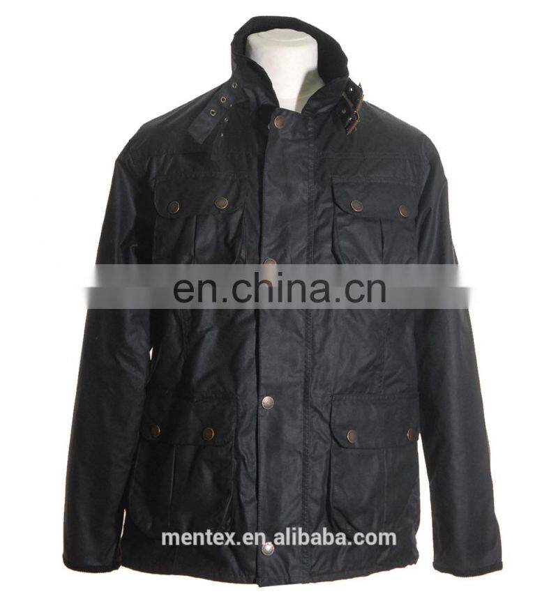 Mens Biker Padded waxed jacket with multi pocktes
