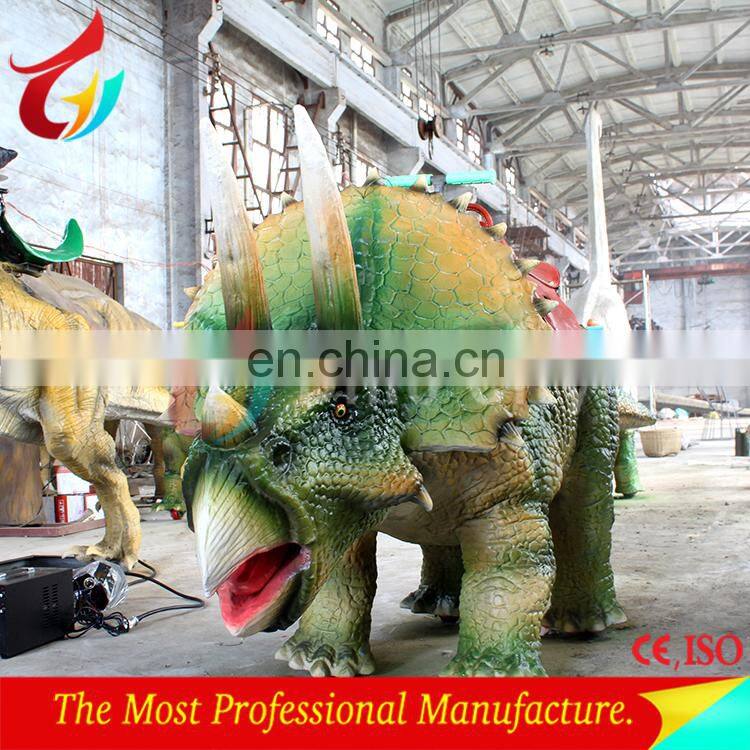 Realistic robot riding dinosaur for dinosaur park