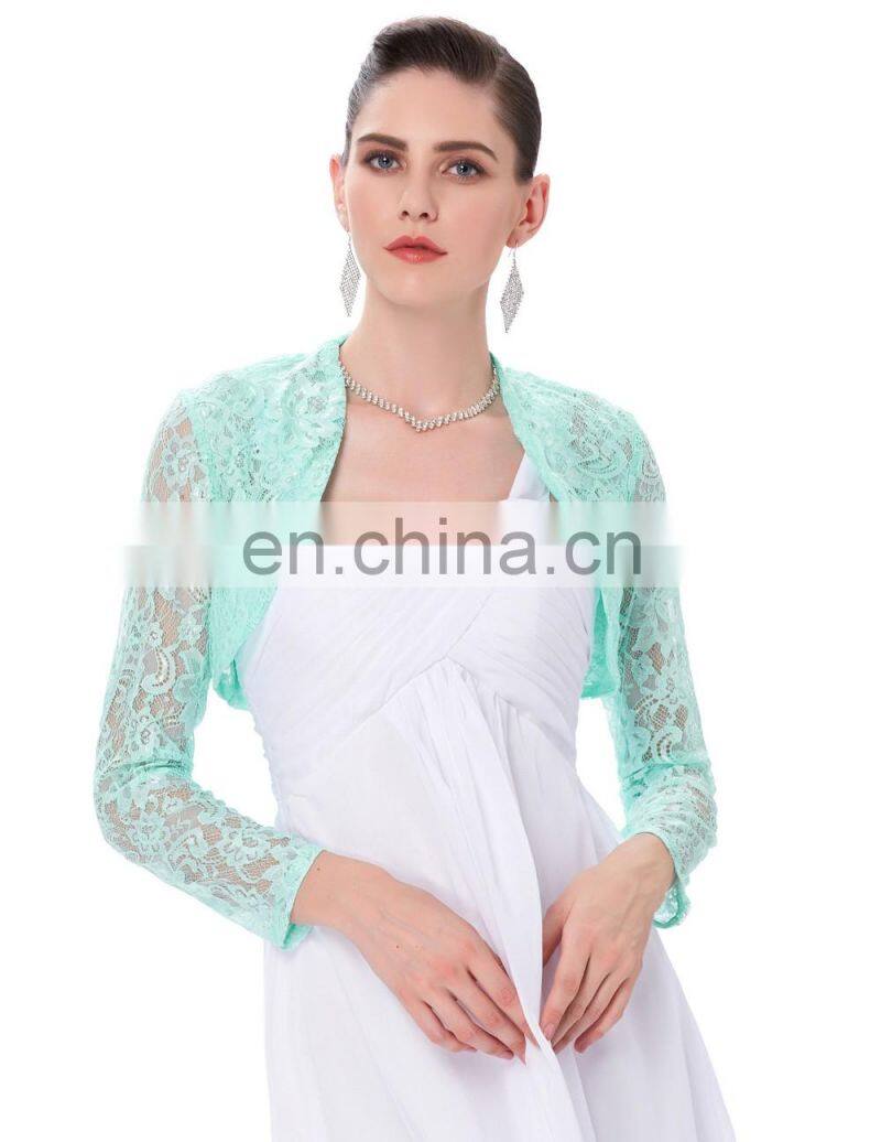 Belle Poque Womens Long Sleeve Cropped Black Lace Shrug Bolero BP000339-1