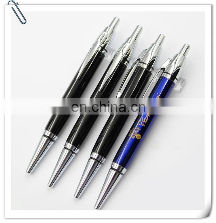 twist action colorful polished barrel metal l ballpoint ball pen with shiny chrome accents