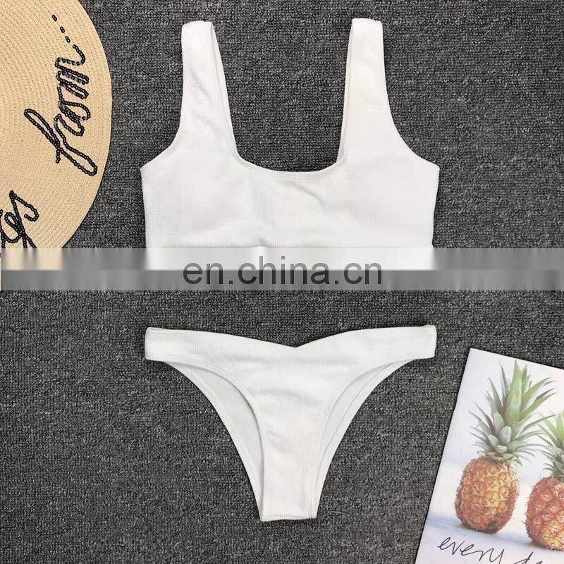 Womens Bandeau Bandage Solid Red White Micro Low Waist Padded Bikini Push-Up Brazilian Split Swimwear Beachwear Swimsuit Summer