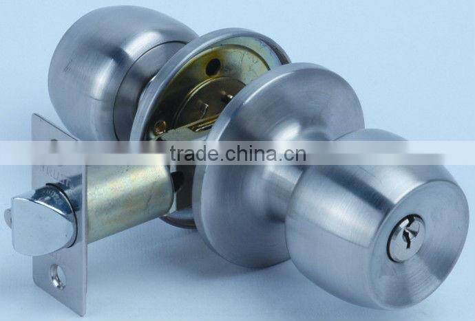 6881SS-ET:Trust ANSI Grade 3 Tubular 304SS Knob lock with brass cylinder