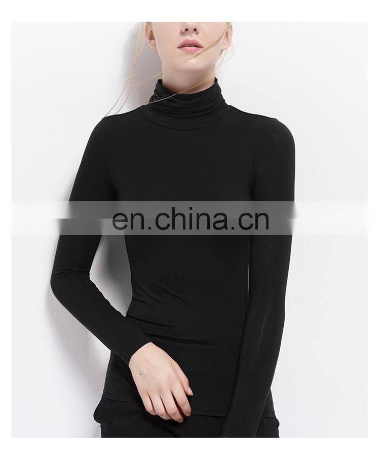 62/5000 Wholesale Custom-made Large Women's autumn long-sleeved t-shirt women's solid color Turtleneck Modert jacket autumn