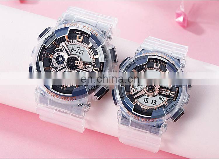 SANDA 298 high quality white unisex digital watch designer Silicone band Waterproof 2 time zone low moq lovers wristwatch
