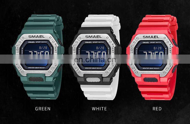 SMAEL 8059 Digital Watch Men Sports Waterproof Stopwatch Alarm Clock Rubber Strap Military Wristwatches Watches Led Digital