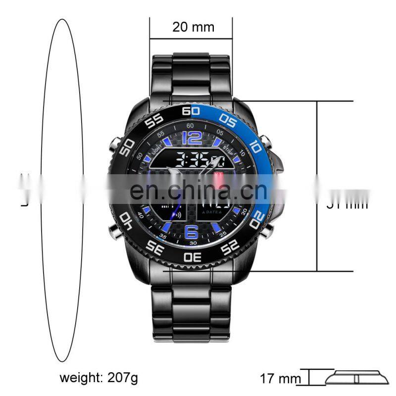 Profession Seller Sale Classic KAT-WACH 1802 Men's Quartz Digital Watches Steel Strap Analog Digital Display Sport Watches