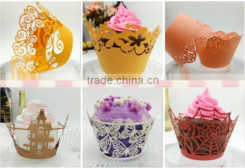 Wedding Invitation Decoration Delicated Laser Cut Gold Laser Cut Cupcake Wrappers