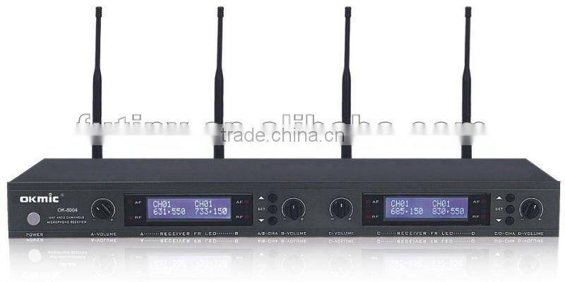 OK-8004 UHF/PLL 4 Channel wirelesss microphone system