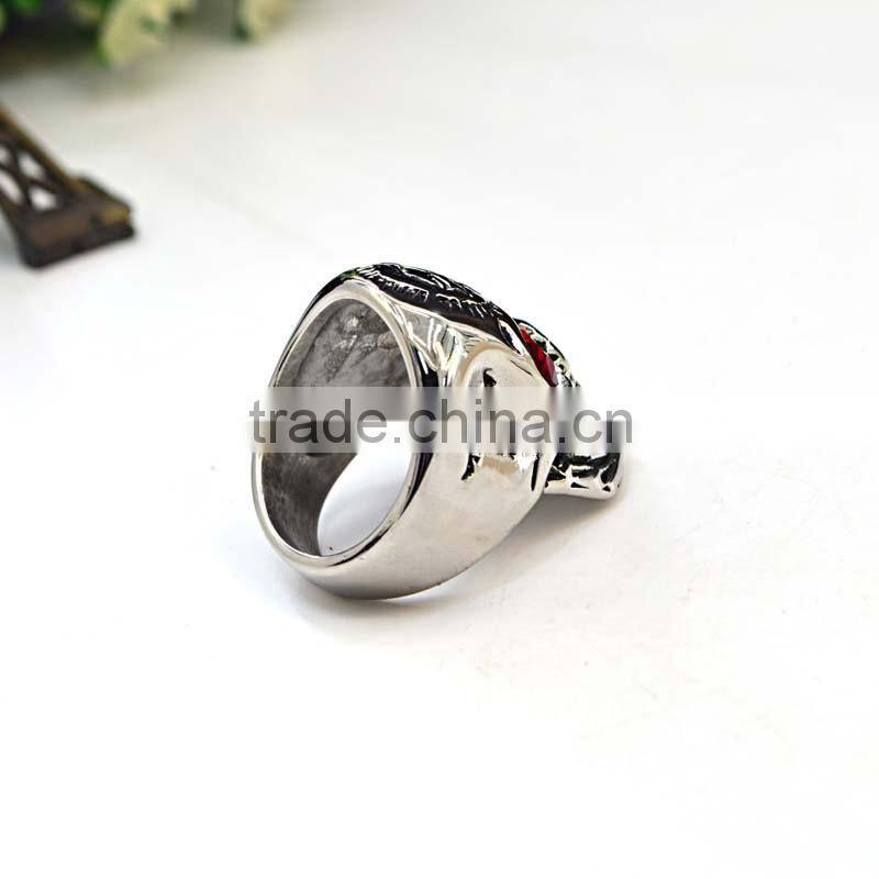 China 2016 New Products Single Stone Ring Designs Skull Rings With Ruby