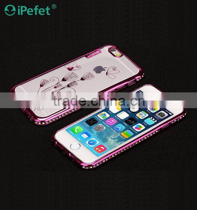 Electroplating Diamond Bumper Clear Crystal TPU Mobile Phone Case Cover For iPhone 6/s