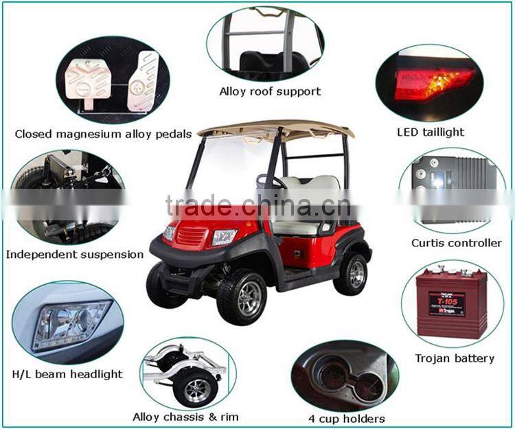 low cost electric car, 2 seat, pure electric, 36V 3KW, with golf bag holder, plastic top, plastic body, Trojan battery EG202AKSZ