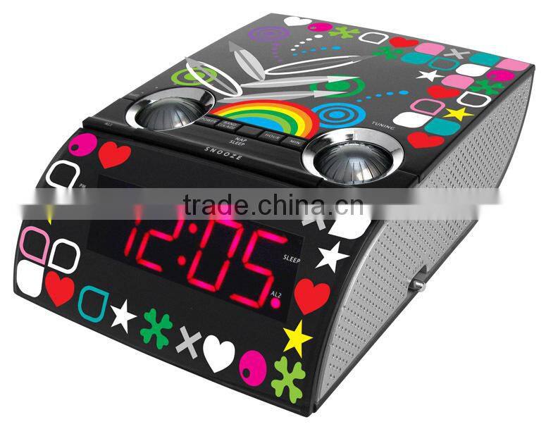 Colourful Printing Avante LED Digital Turning Alarm Clock Radio