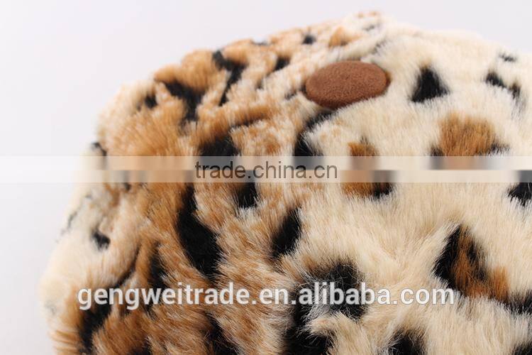 2015 Discount Brand Children Autumn Hats Girl Fashion Leopard Keep Warm Beret