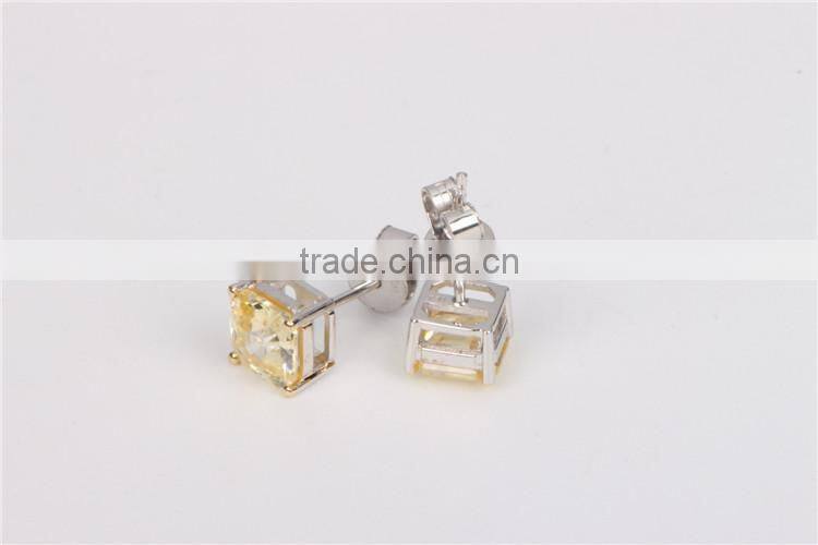 2015 fashion jewelry gold plated yellow crystal stud earrings for women