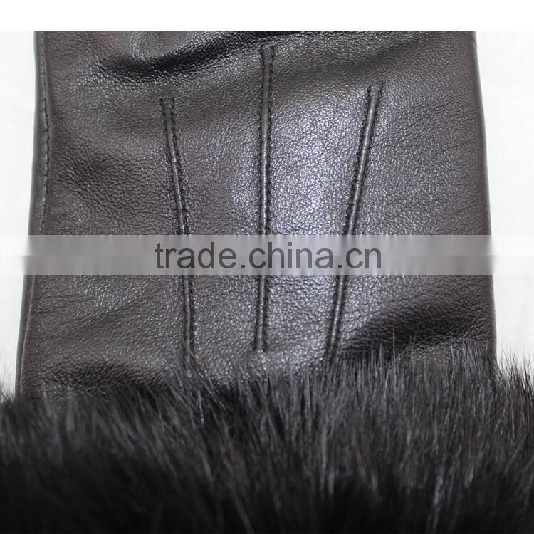 ladies sheepskin guneine leather gloves with fur