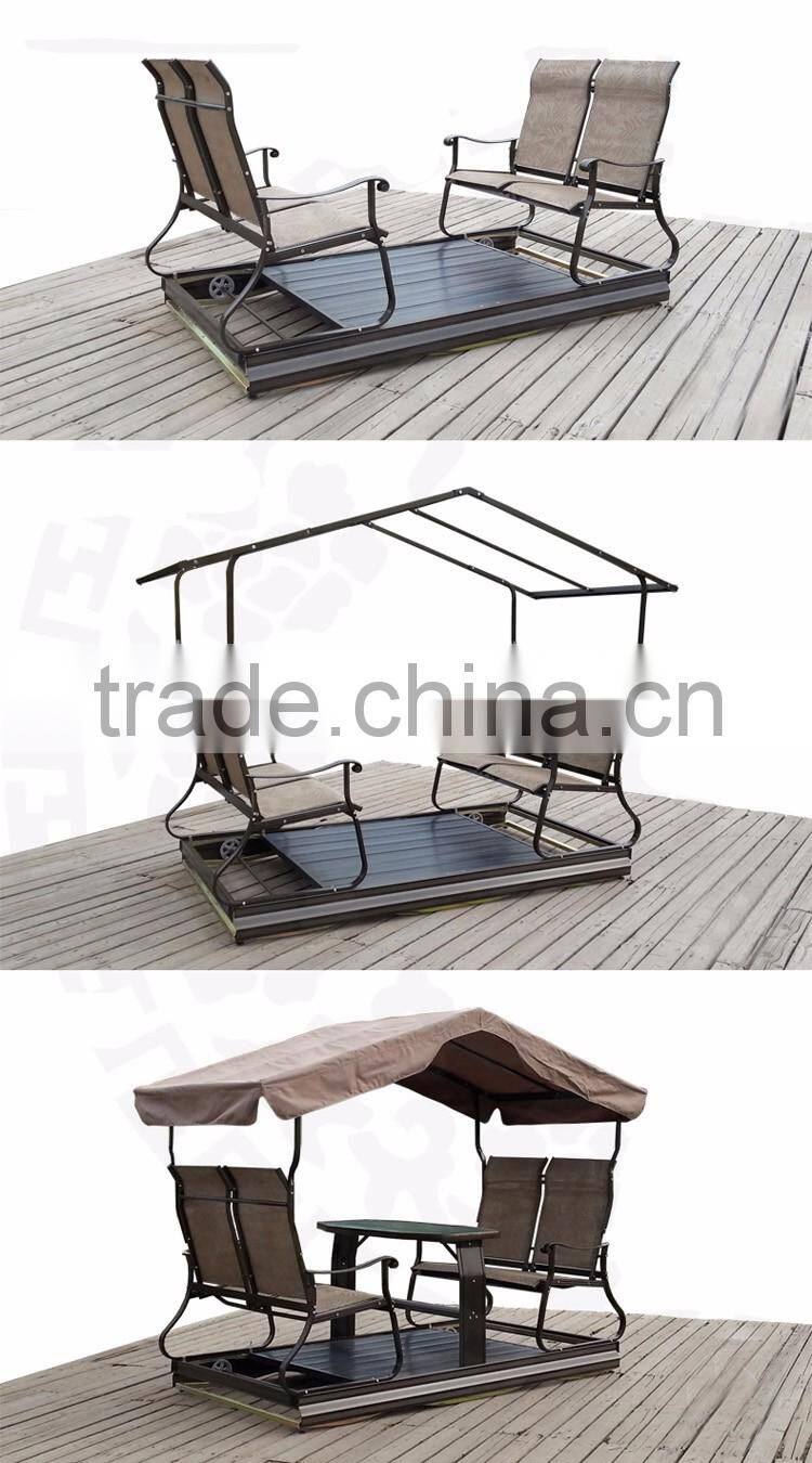 Simple Modern Sun Room Four-Bit Garden Wrought Iron Gazebo Dynamic Outdoor Gazebo Swing