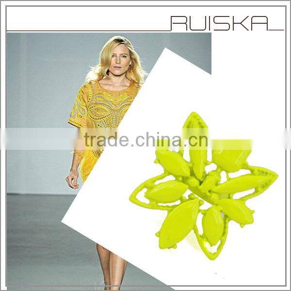 FLOWER SHAPED GOLD RING WITH ENAMEL,BRIGHT COLORED RING