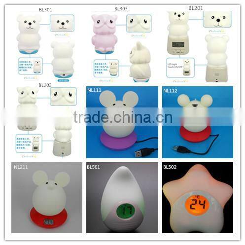 Silicone Shape Room Thermometer Temperature Displayer LED Color Changing Night Light Lamp for Babies Kids Children Adults