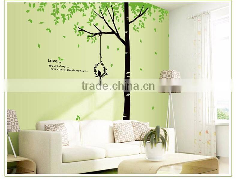 Removable Wall Stickers Environmental Green treetops study bedroom living room TV wall background trees bird dining wall sticker