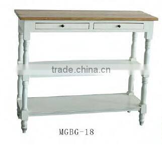 Antique white french style long drawer birch wood entry hall console table