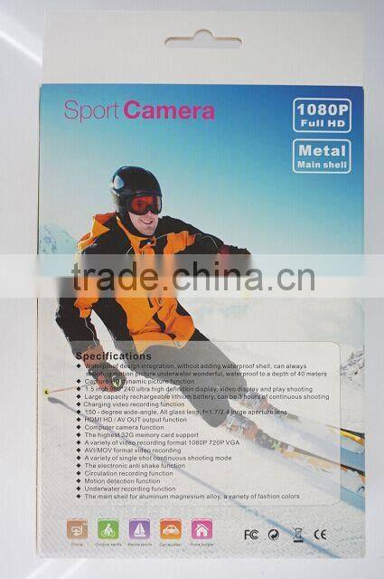 Waterproof 1080P Full HD Sports Action Camera with 1500mah Built-in Battery, 2" HD Display