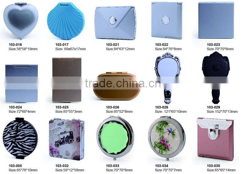 Rectangle aluminum girls' compact mirror promotional